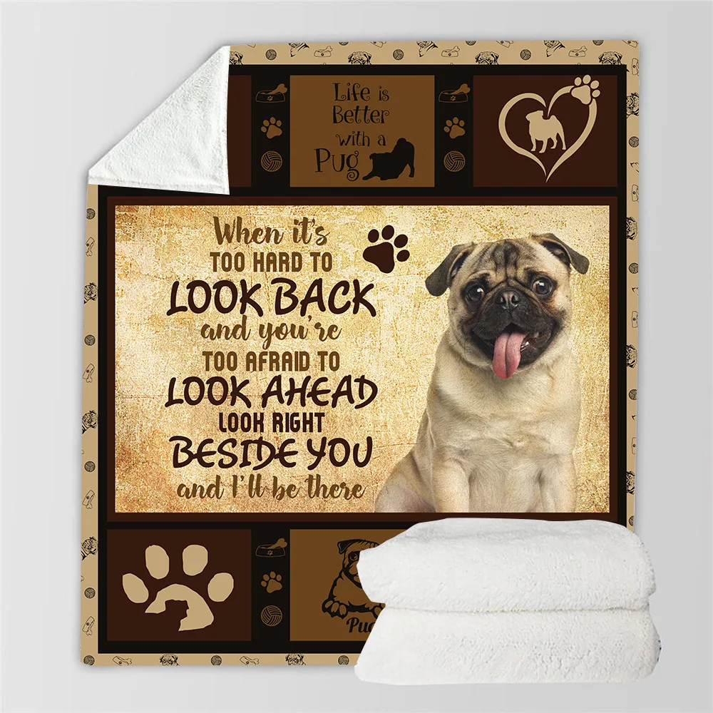 Life Is Better With A Pug Sherpa Blanket 3D printed Wearable Blanket Adults/kids Fleece Blanket Drop Shippng