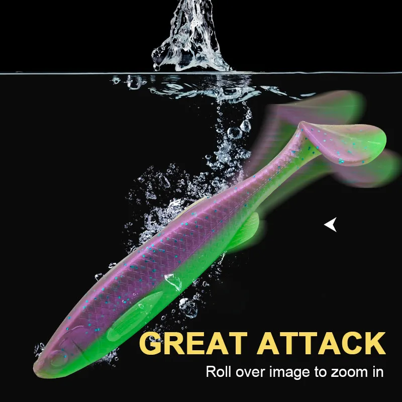 ESFISHING nowa miękka przynęta Shad ponury ogon łopatki 125mm 20g 4 sztuk sztuczna przynęta dla Carp Fishing T Tail jigowanie przynęta