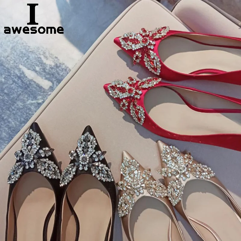 For Marry Glass Crystal Rhinestone Bridal Wedding Party Shoes Accessories For high Heels Flats Slipper Shoe Decorations flower