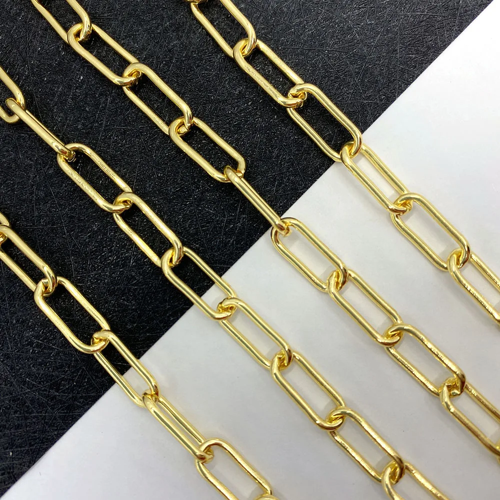 1M 14K Gold Stainless Steel Box Chain Buckle Handmade Chain For Bracelet Necklace Ankle Jewelry Making DIY Accessories