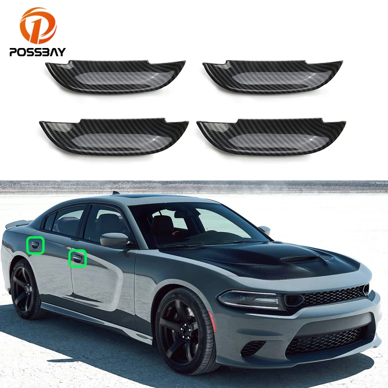 4-częściowy zestaw bocznych klamek samochodowych z włókna węglowego do Dodge Charger 2016 2017 2018 2019 2020 2021