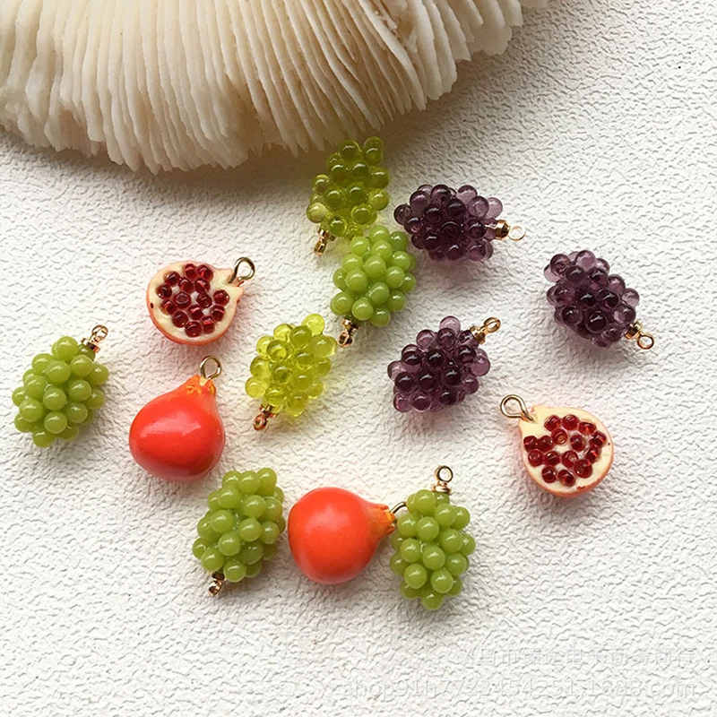 1Pair Earring Charms Cute Fruit Cartoon Candy Grape Pomegranate DIY Resin Sweet 3D Food Cabochon Jewelry Pendant Homemade Gift