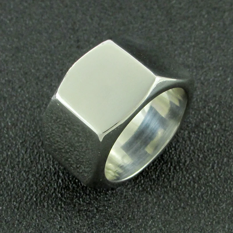 Punk Size 7~13# 316L Stainless Steel Screw Nut Biker Ring Silver Color High Polish Motor Hexagon Rings Jewelry