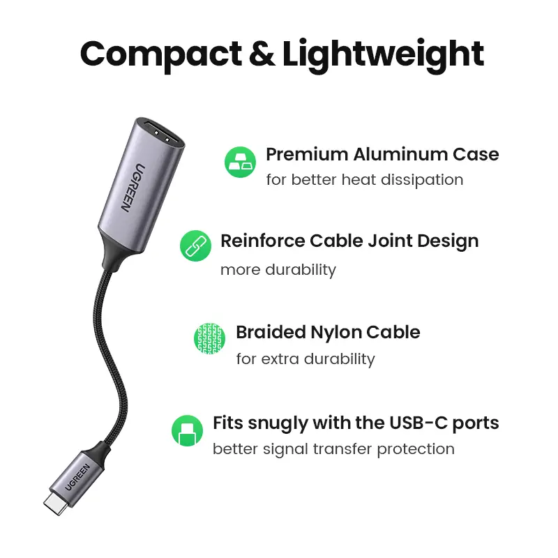UGREEN USB Type C to HDMI Cable 4K USB C HDMI Adapter For iPhone 15 PC Xiaomi MacBook Pro Air iPad Pro Samsung Galaxy HDMI Cable - 5