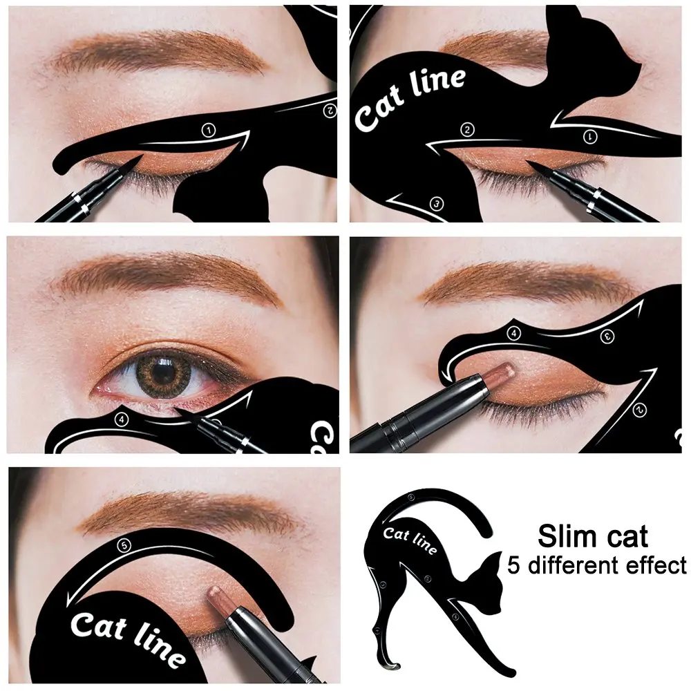 Cat Line Pro Eye Makeup Tool Eyeliner Stencils Template Shaper Model Beauty Kits Eyelash Shaper Eye Liners Tutorial Set