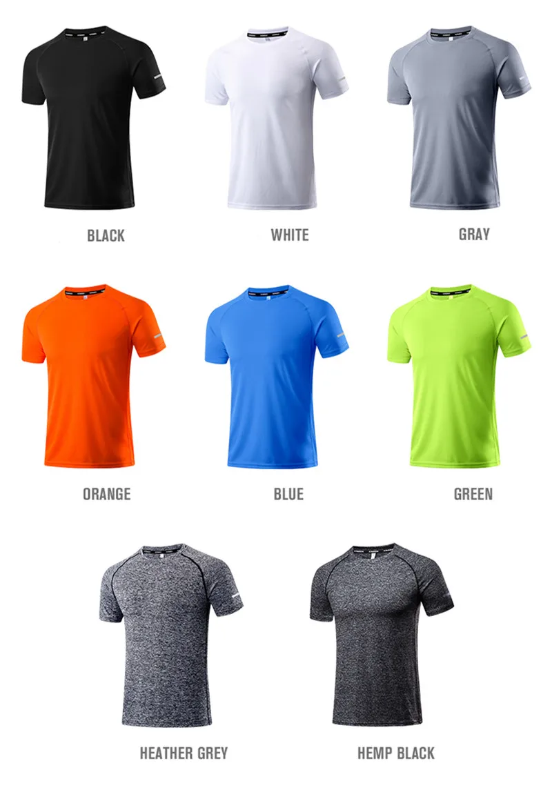Quick Dry Polyester Running T Hemd Männer Atmungsaktiv Fitness Shirt Training Übung Kleidung Gym Sport Hemd Leichte Tees – Detail 2