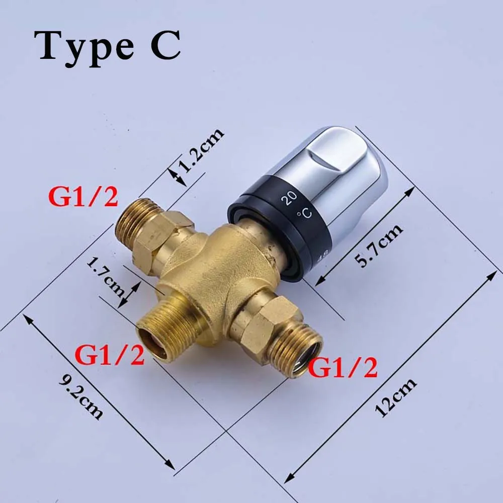 Shinesia Brass Thermostatic Mixer for Shower System 1/2 Water Temperature Control Faucet Control Valve Bathroom Faucet Valve