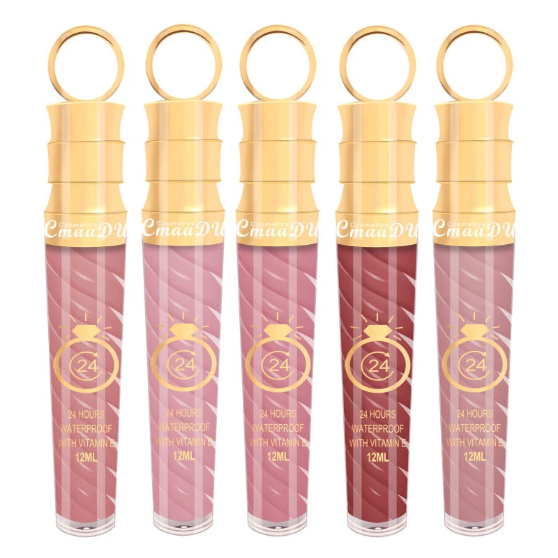 Губная помада 5 цветов, водостойкий Стойкий матовый мерцающий блеск для губ, нюдовый Блестящий Блеск для губ, красивый красный тинт для губ, Новинка