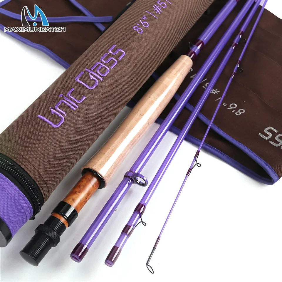 

Maximumcatch Unic Fiberglass 3/4/5wt Fly Fishing Rod 7.5/8/8.5ft Fast Action Carbon Glass Blank Purple Color Fly Rod