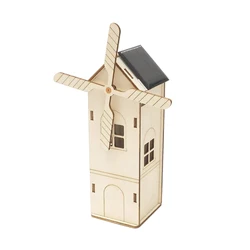 Mini moulin à vent en bois pour enfants, modèle de maison, puzzles 3D, assemblage solaire 62, bricolage, école, science, projet, jouet STEM