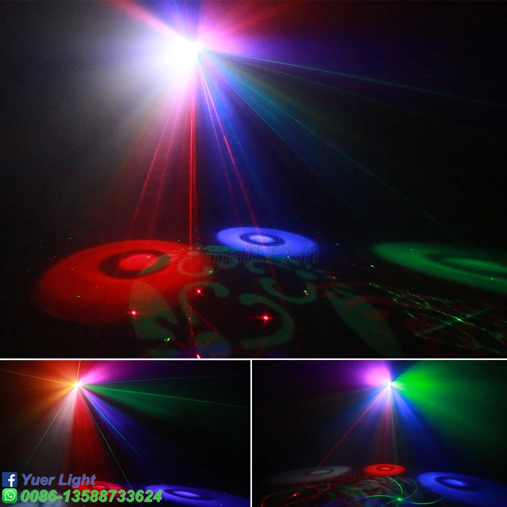 4Pcs/Lot  60W LED Disco Laser Projector Multifunction 4in1 Stage Laser Strobe Sound Control Party Holiday Stage Lighting Effect
