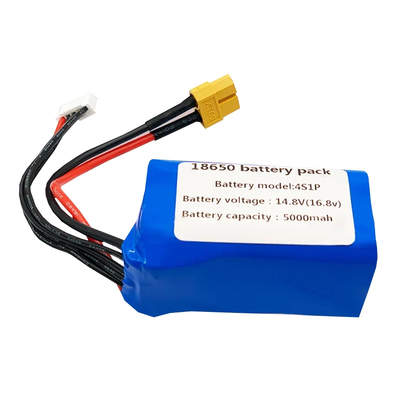 Newest 4S1P 14.8V 5Ah 16.8V High Capacity UAV Rechargeable Li-ion Battery for Various RC Airplane Quadrotor Etc XH2.54-5P XT60