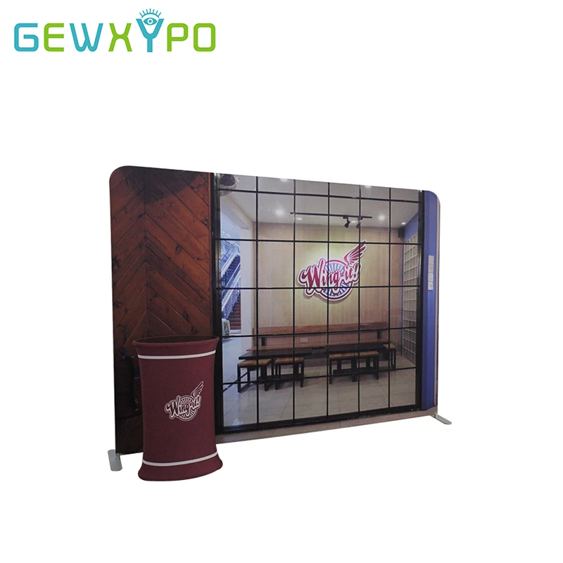 Exhibition Booth 7.5ftX10ft Straight Tension Fabric Advertising Banner Display Wall With TV Stand And Oval Table(Include All)