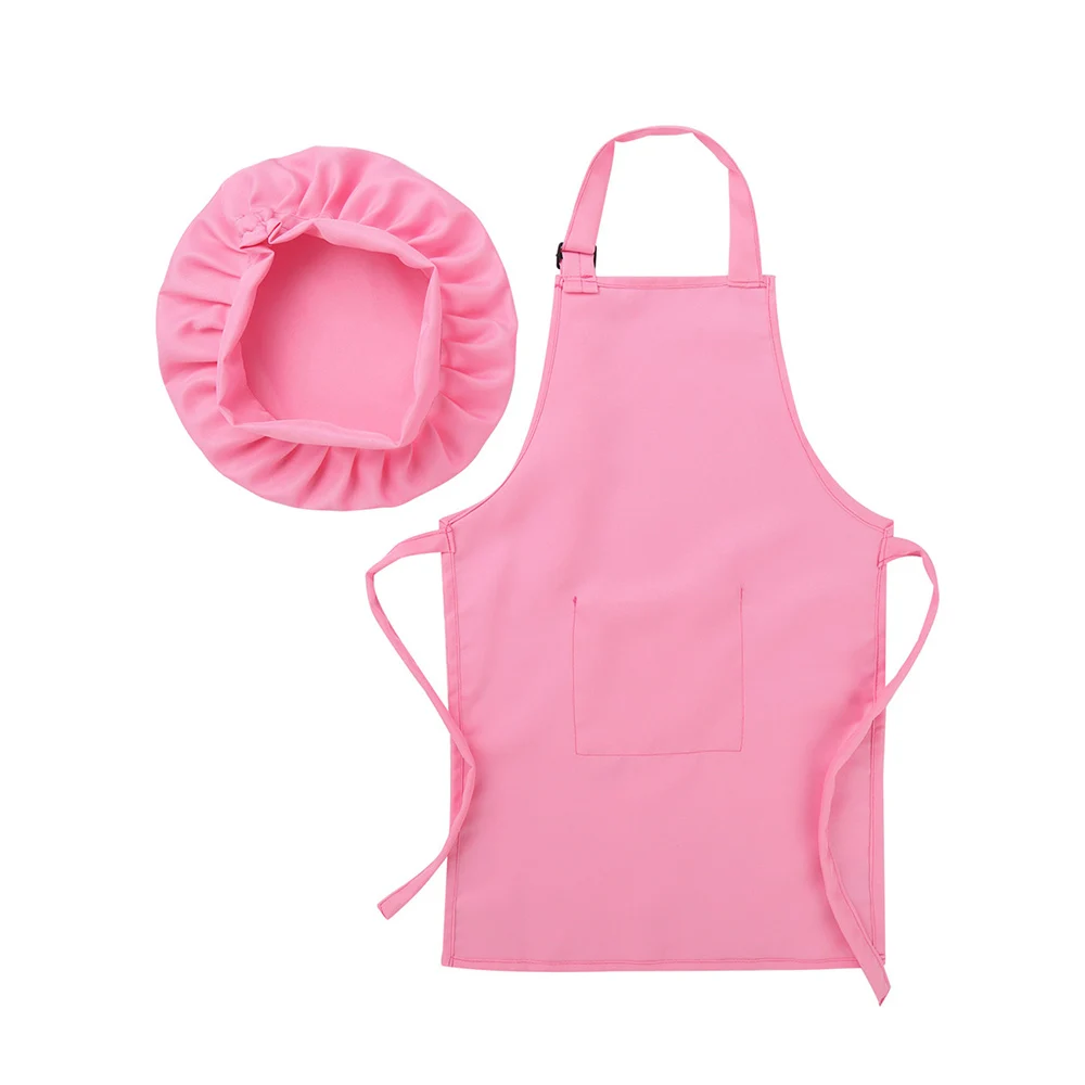 TiaoBug Unisex Bambini Regolabile Grembiule e Cappello da Cuoco Set Delle Ragazze Dei Ragazzi Cucina Cuoco Uniforme di Cottura Pittura di Formazione Costume di Halloween