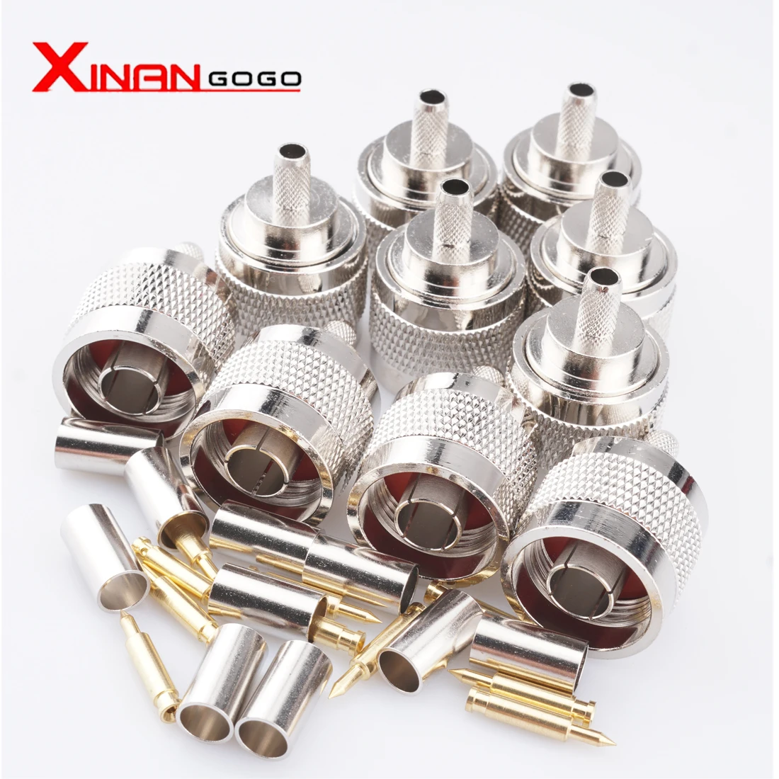 10pcs/lot Copper N Type Male plug Crimp RF Coaxial Connector for RG58 LMR195 RG400 RG142 LMR200 Cable