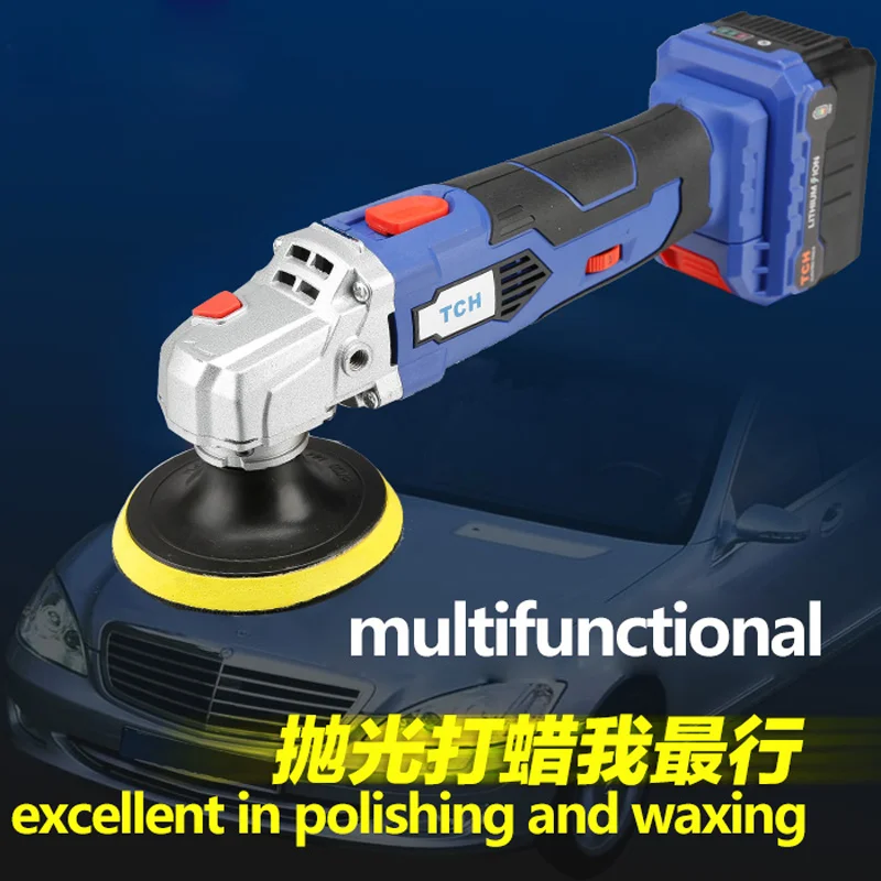 TCH 16V Lithium Battery Pportable Waxing Machine Cordless Car Polisher Cleaner Adjustable Speed Polishing Machine