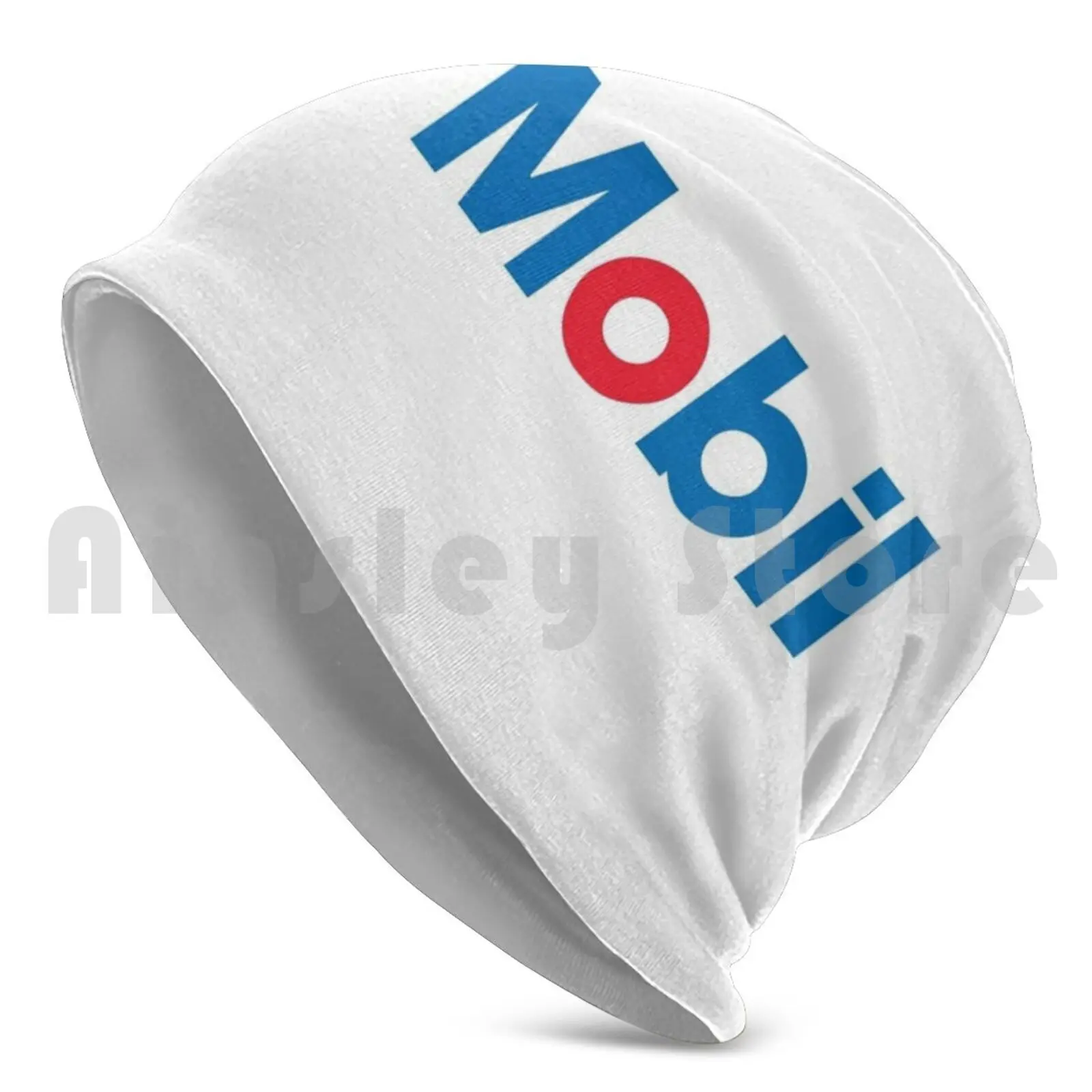 Mobil Logo Beanies Knit Hat Hip Hop Mobil Logo Gas Oil Gasoline Company Petroleum Vintage Retro Gas Station