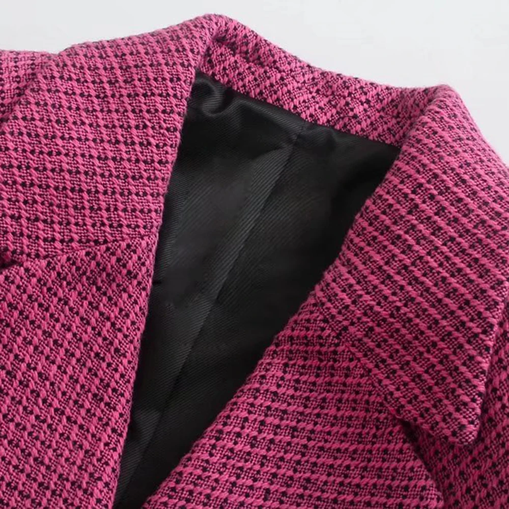 Klacwaya Vrouwen Jas Geweven Tweed Blazer Korte Vrouwen Jas Voor Vrouwen 2021 Elegante Vrouwelijke Blazer Gecontroleerd Jassen