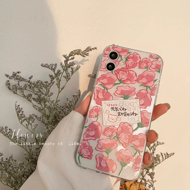 Cute INS Flowers Daisy Case for iPhone 12 Pro Max 11 Pro Max SE2020 7 8 Plus 6S Plus 12 mini XS MAX XR Soft Silicone Phone Cover