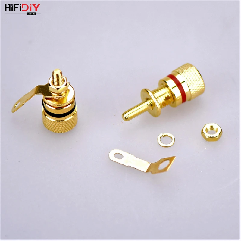 HIFIDIY 4PCS/Set speaker junction Box DIY terminal connector binding post HIFI amplifier Pure cupper Gold-plated Banana socket