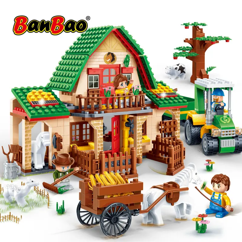 

BanBao Countryside Happy Farm House Bricks Educational Building Blocks Model Toys For Kids Children Compatible With brand