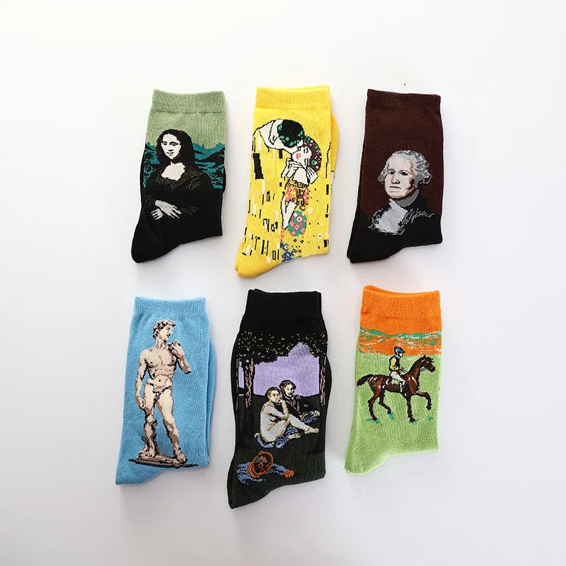 Retro new Van Gogh mural world famous oil painting series men and women socks funny funny party crew gentleman casual socks