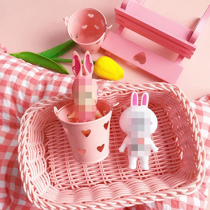 Mini Keg Barrel Lovely Pink Small Metal Bucket Creative Heart Hollow Out Desktop Sundries Storage Basket Decoration Supplies