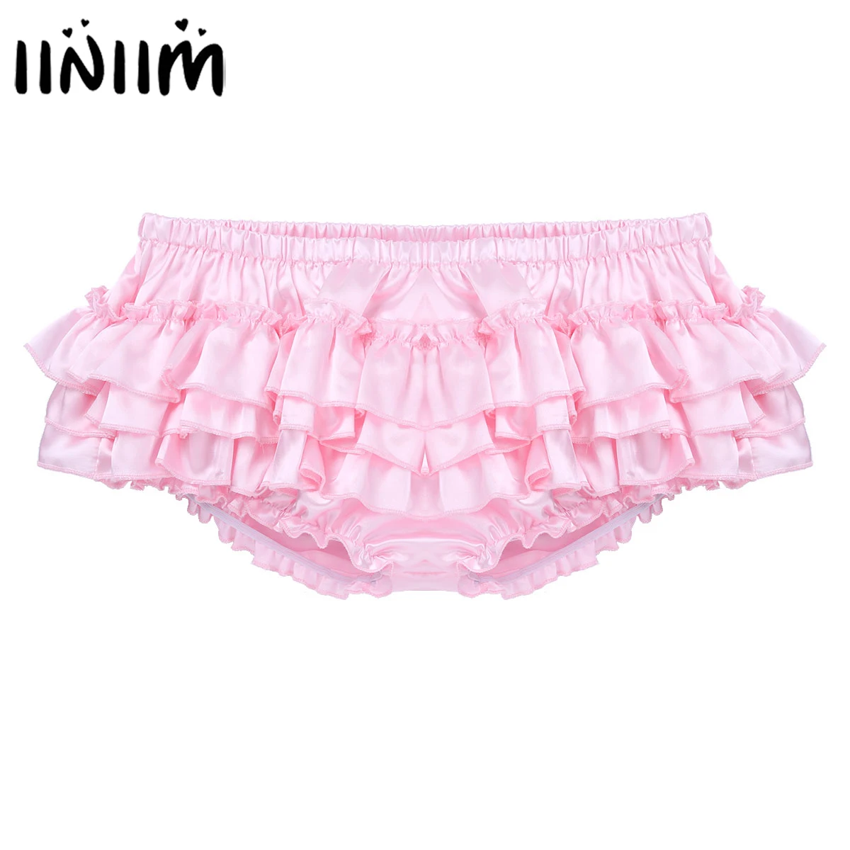 Sissy Skirted Gay Panties for Mens Lingerie Night Shiny Satin Ruffled Bloomer Tiered Sexy Briefs Bikini Underwear Underpants