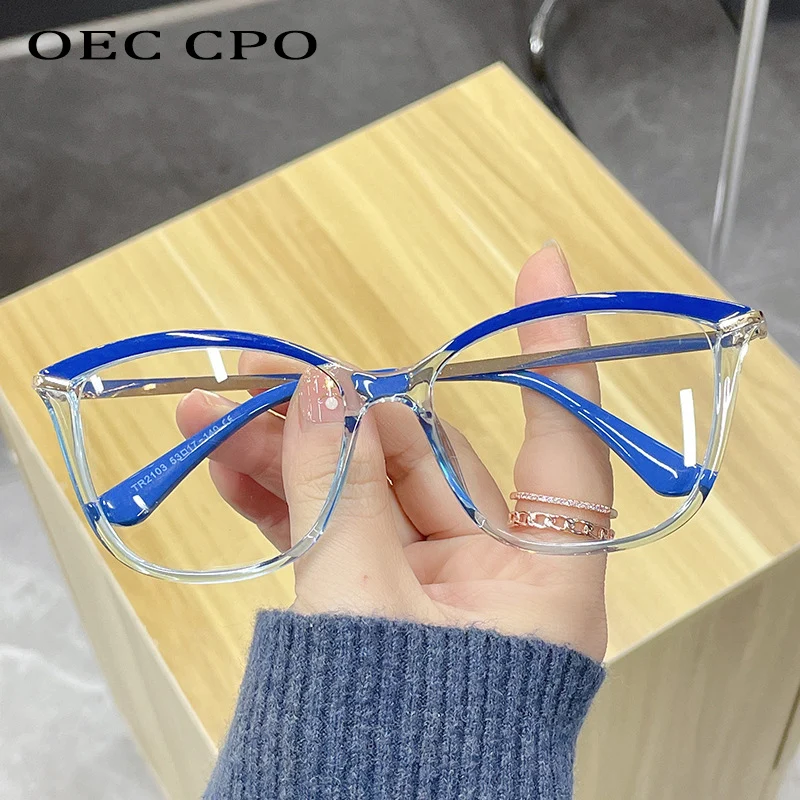 OEC CPO Ladies Cat Eye Optical Glasses Women Transparent Glasses Female Eyeglasses Frame Prescription Clear Spectacle Frame