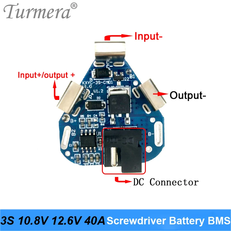 스크루드라이버용 리튬 배터리 보드 BMS, 3S 10.8V 12.6V 40A, 18650 슈라 슈리카 배터리, 3S 12V 배터리 교체 사용 Turmera