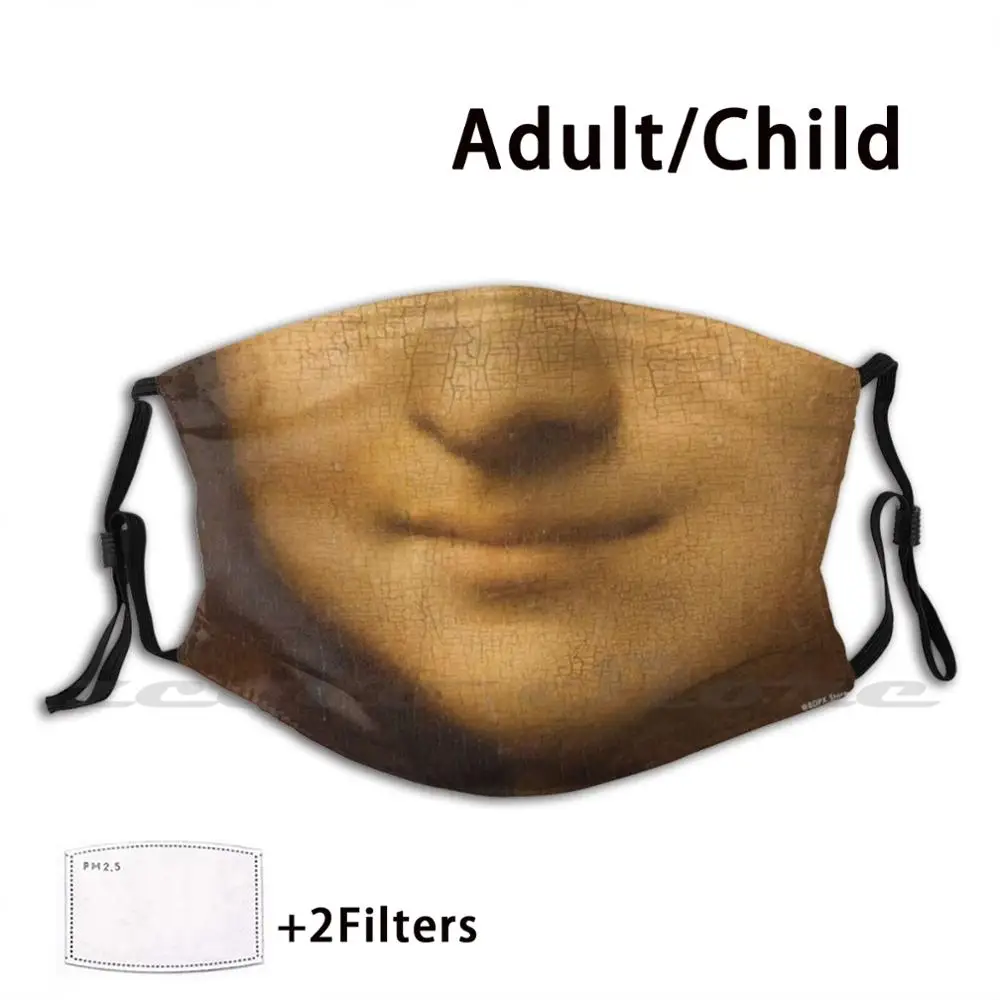 

Mona Lisa Smile Custom Pattern Washable Filter Pm2.5 Adult Kids Mask Mona Lisa