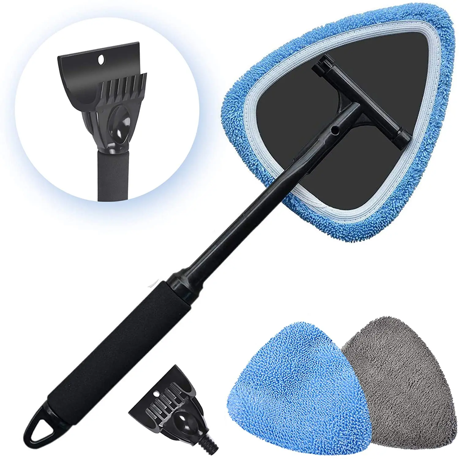 

Car Window Cleaner Brush Kit Interior Windshield Wiper Microfiber Cleaning Wash Tool with Detachable Ice Scraper