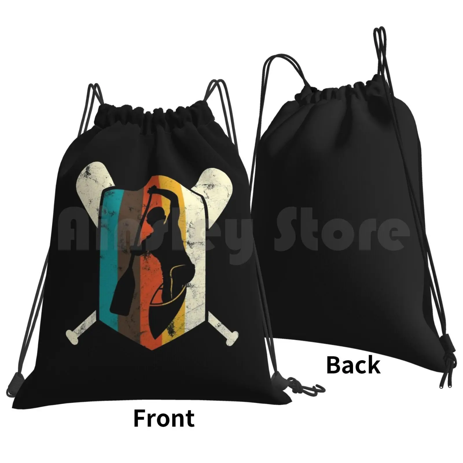 Distressed Retro Kayak Boating Row Kayaker Backpack Drawstring Bags Gym Bag Waterproof Sailing Kayaking Kayak Kayaker