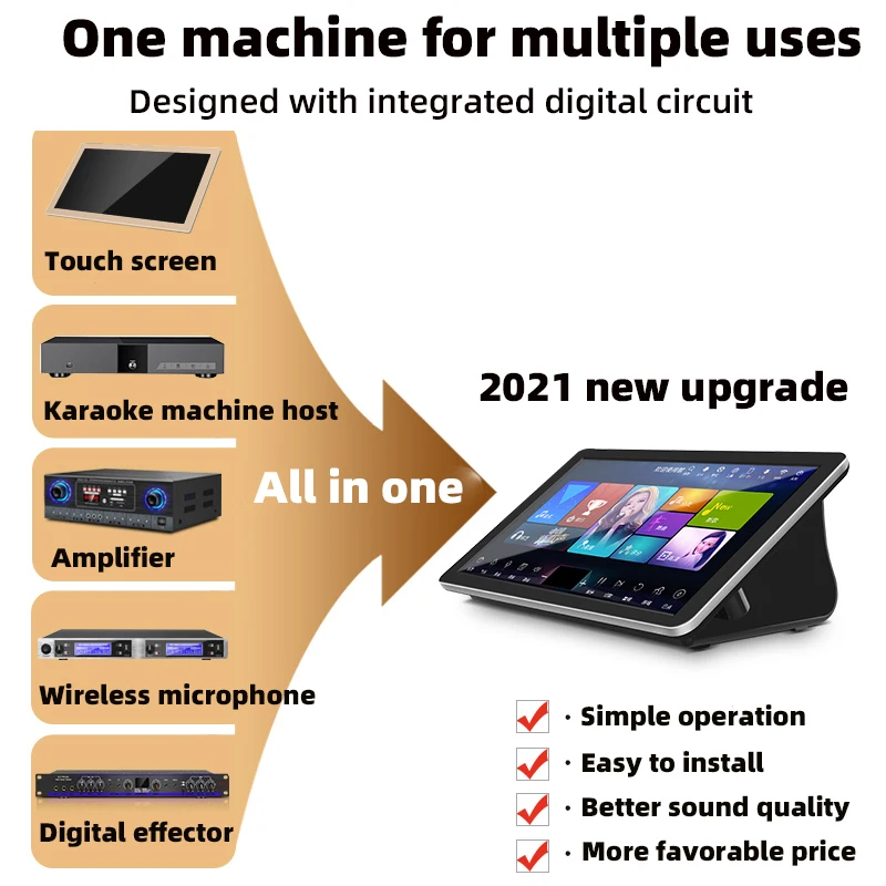 Conjunto de áudio da família ktv, orador do jogador de karaoke com amplificador, misturador, microfone, 4tb hdd 80k chinês e inglês música jukebox