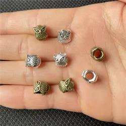 15pcs owl large hole spacer beads DIY handmade necklace bracelet connection piece wholesale jewelry accessories