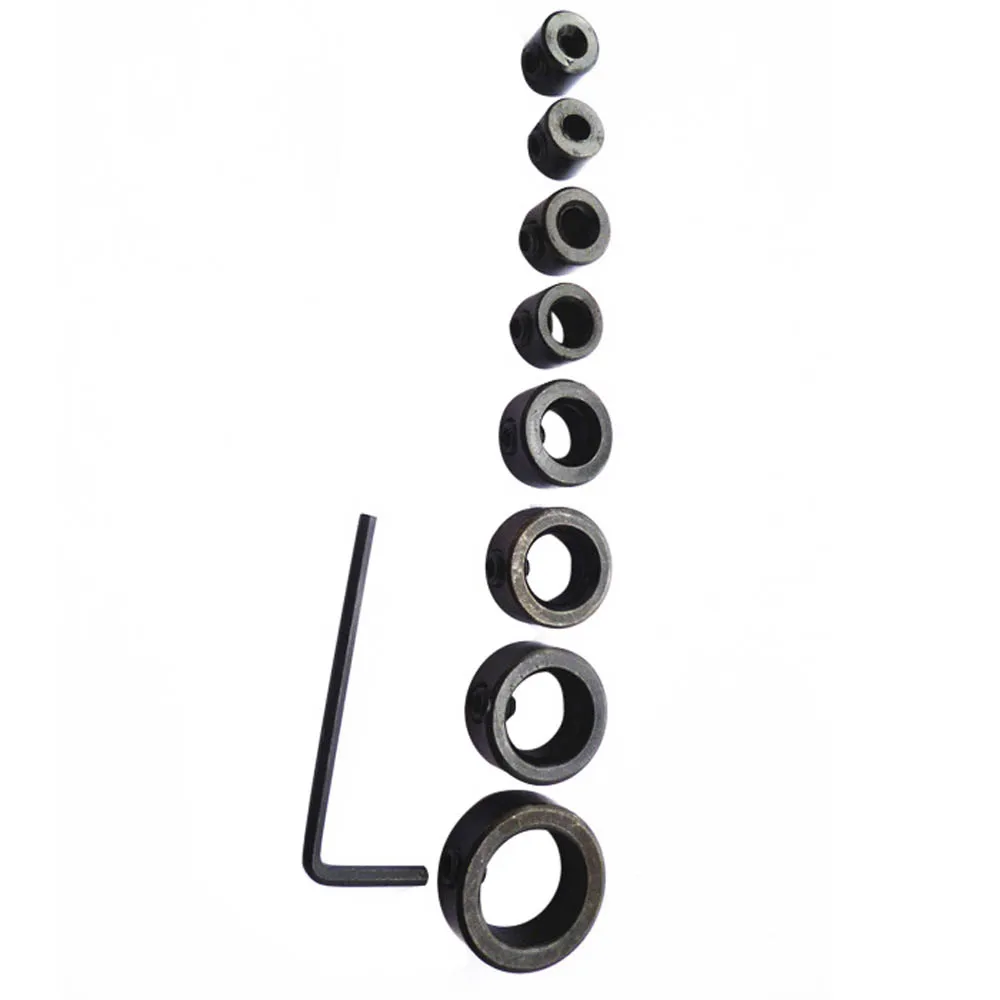 9PCS 3-16 mm Woodworking Drill Bit Shaft Depth Stop Collars limiter Ring Positioner Locator Woodworking Tool Set With Wrench