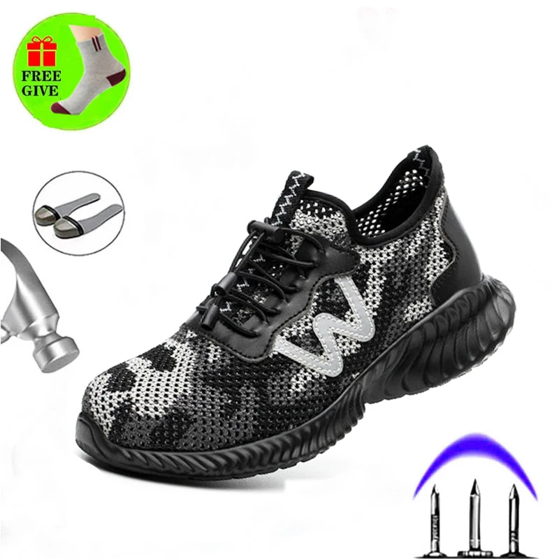 

Outdoor Light Men And Women Work Shoes Steel Toe Anti-smashing anti Puncture Safety Shoes 2019 Summer Breathable Deodorant Boots