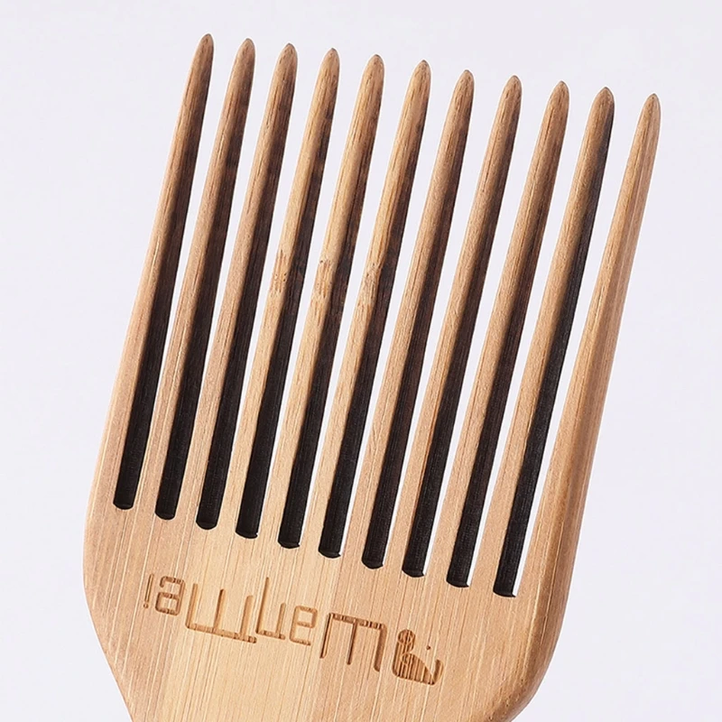 Q1QD Anti-static Natural Bamboo Hair Pick Comb Scalp Massage Long Tooth Detangling Combs Tool