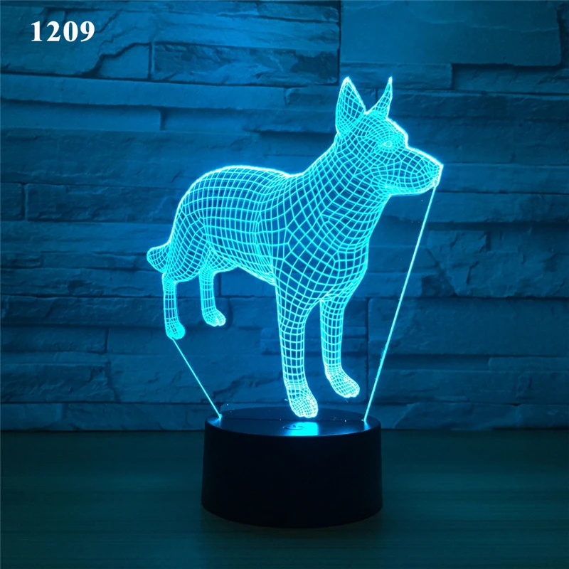 3D Animal Night Light LED Nightlight Cartoon French Bulldog Table Lamp Decor Children Birthday New Year Christmas