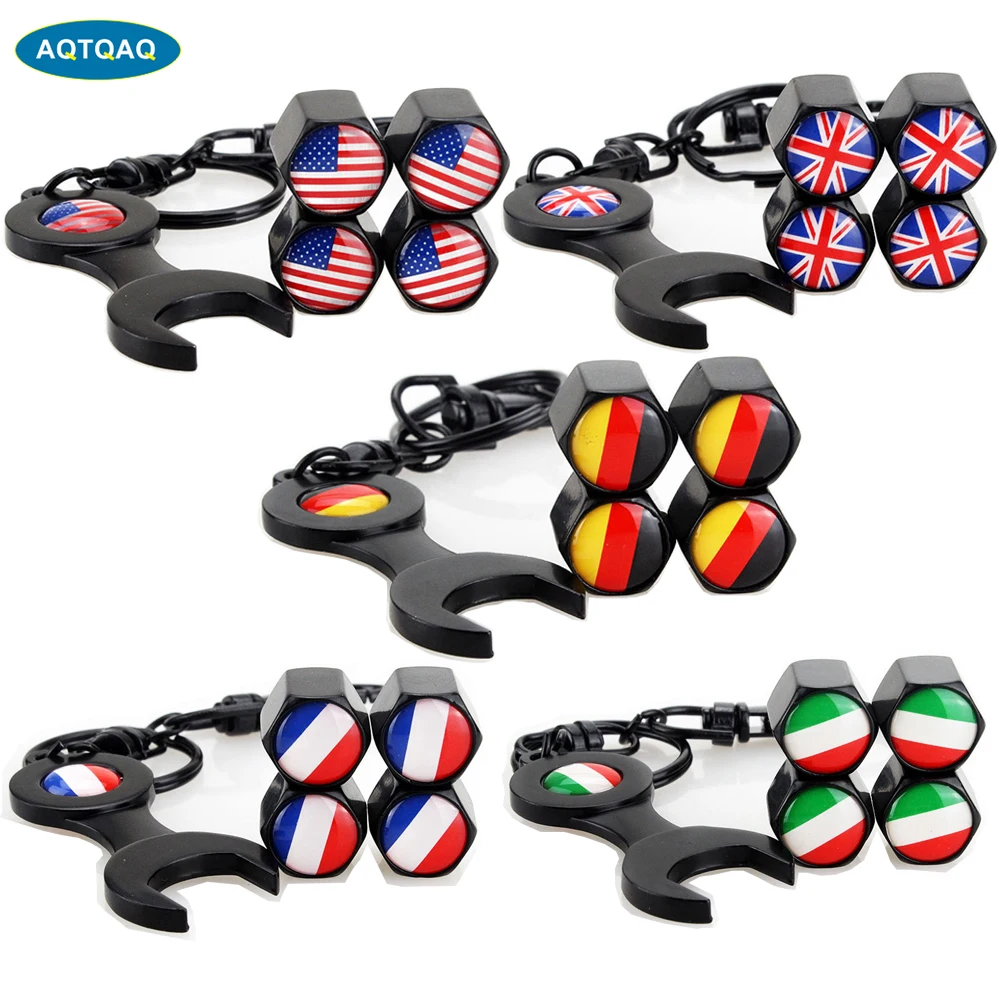 

4Pcs/Set Classic Flag Anti-theft Chrome Car Wheel Tire Valve Stem Cap Air Leakproof For Car Motorcycle Bike