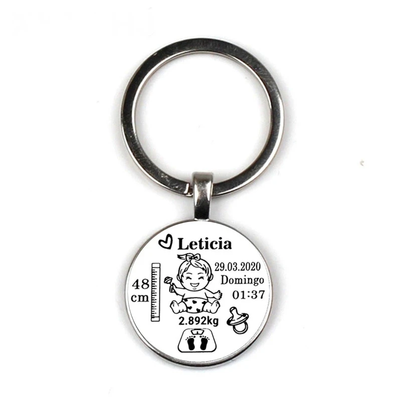 Diy Baby Keychain Name Newborn Date Of Birth Weight Height Commemorative Custom Key Ring New Mom Dad Gift