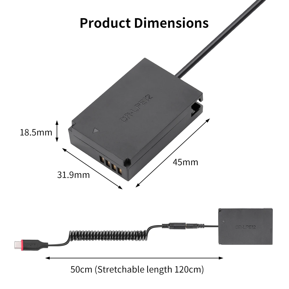 KingMa LP-E12 rodzaj USB C imitacja baterii zasilacz DC łącznik do aparatu Canon SX70HS 100D M50 M2 M100 M10 M200