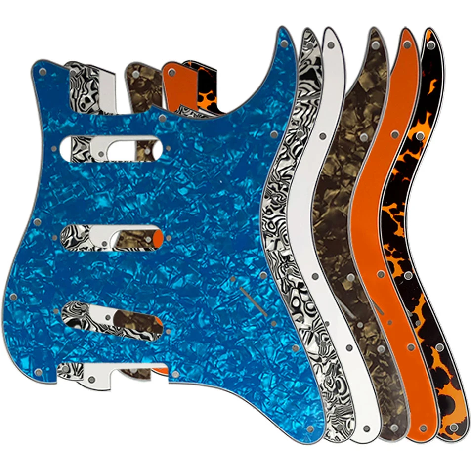 Pleroo 11 Screw Hole Guitar Pickguard for USA/Mexico FD Strat Standard SSS St Scratch Plate NO Control Punch Holes Multi Color