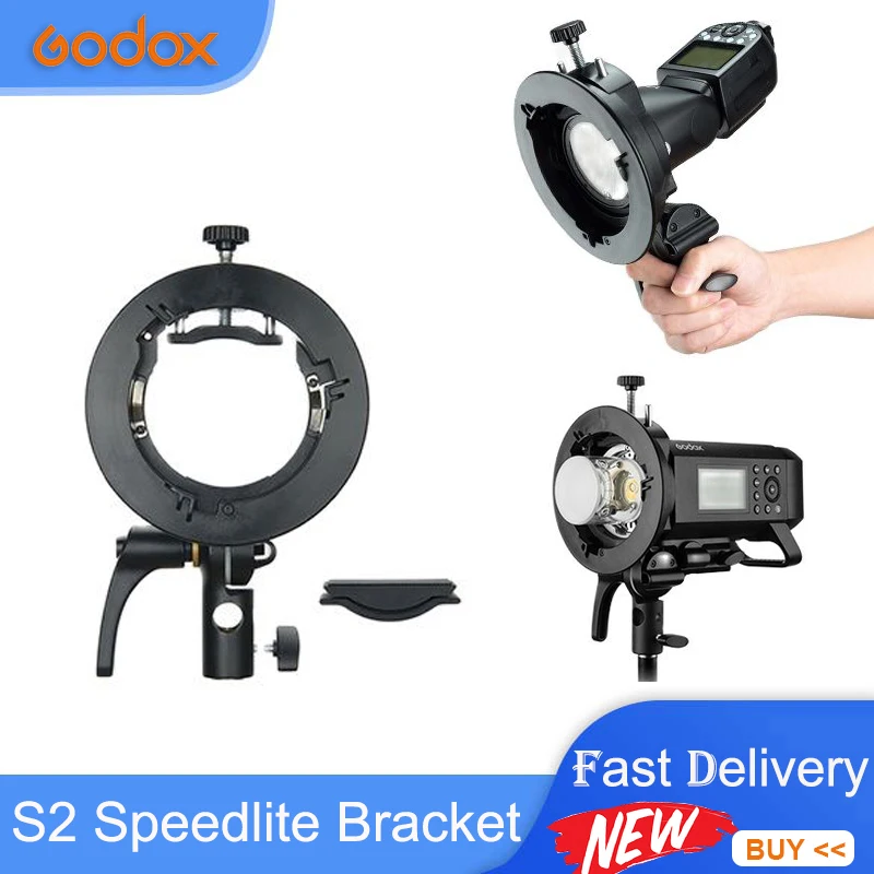 Godox S2 Speedlite 브래킷 Bowens 마운트 플래시 S 형 홀더 Godox V1 라운드 헤드 Speedlite V860II TT350 시리즈 야외 플래시