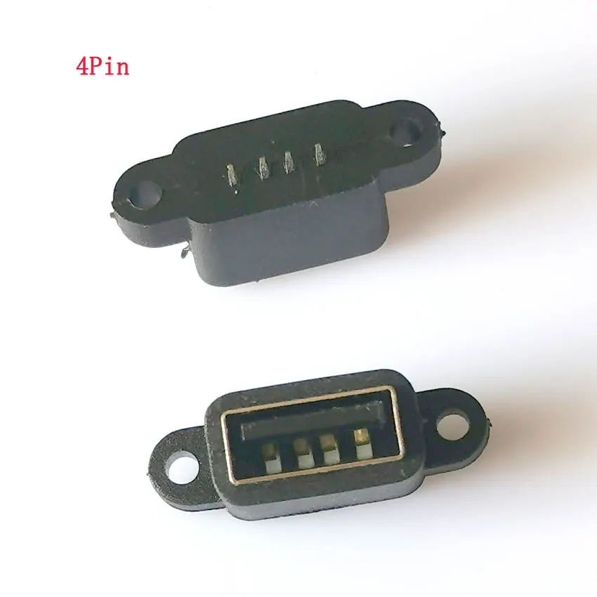 Wodoodporne gniazdo USB żeńskie / 4P 180 stopni krótki korpus z uszami 10,0 mm wodoodporne gniazdo żeńskie USB / wodoodporne IP67