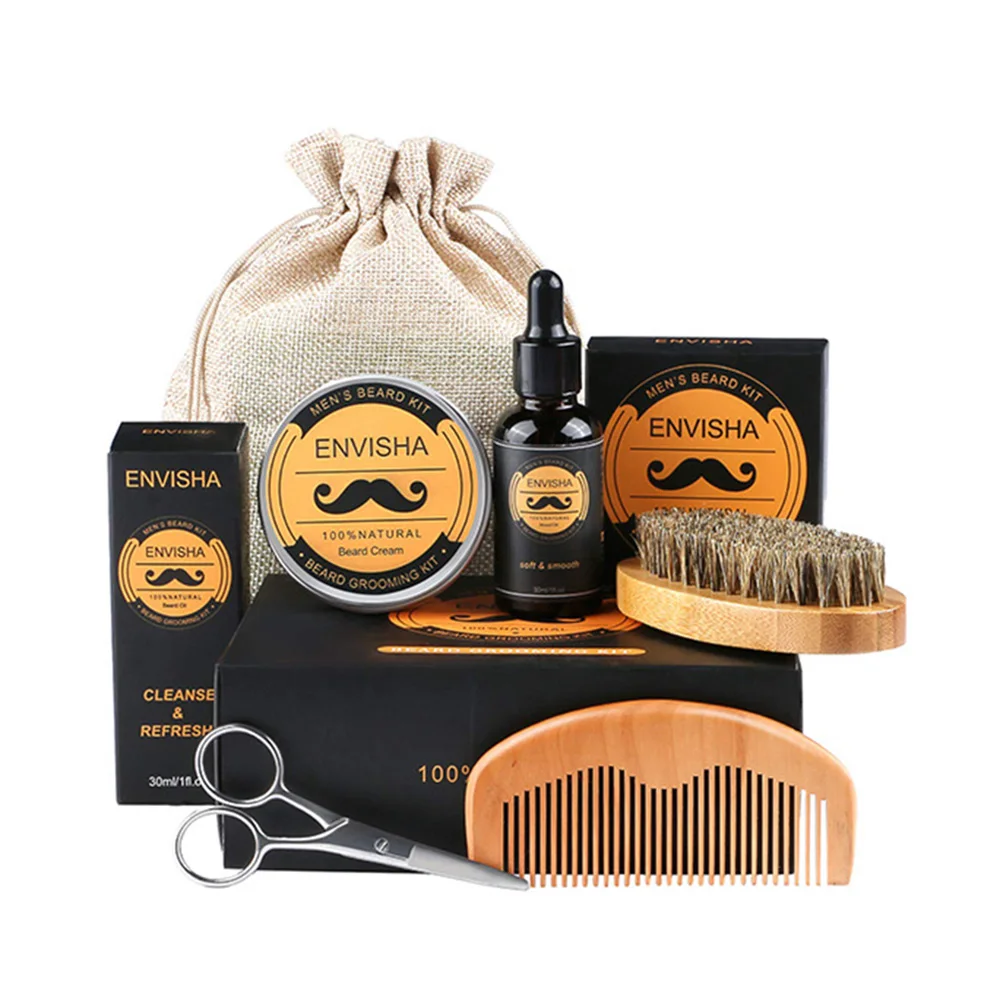 

4pcs/set Beard Growth Kit For Men Hair Enhancer Thicker Mustache Grooming Beard Care Oil Moisturizer Wax Balm With Roller Comb