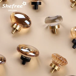 Luxury Brass Natural Stone Knob Cabinet handle Crystal Pull Handles Cabinet Knob for Furniture Drawer Pull Dresser Knob Champagn