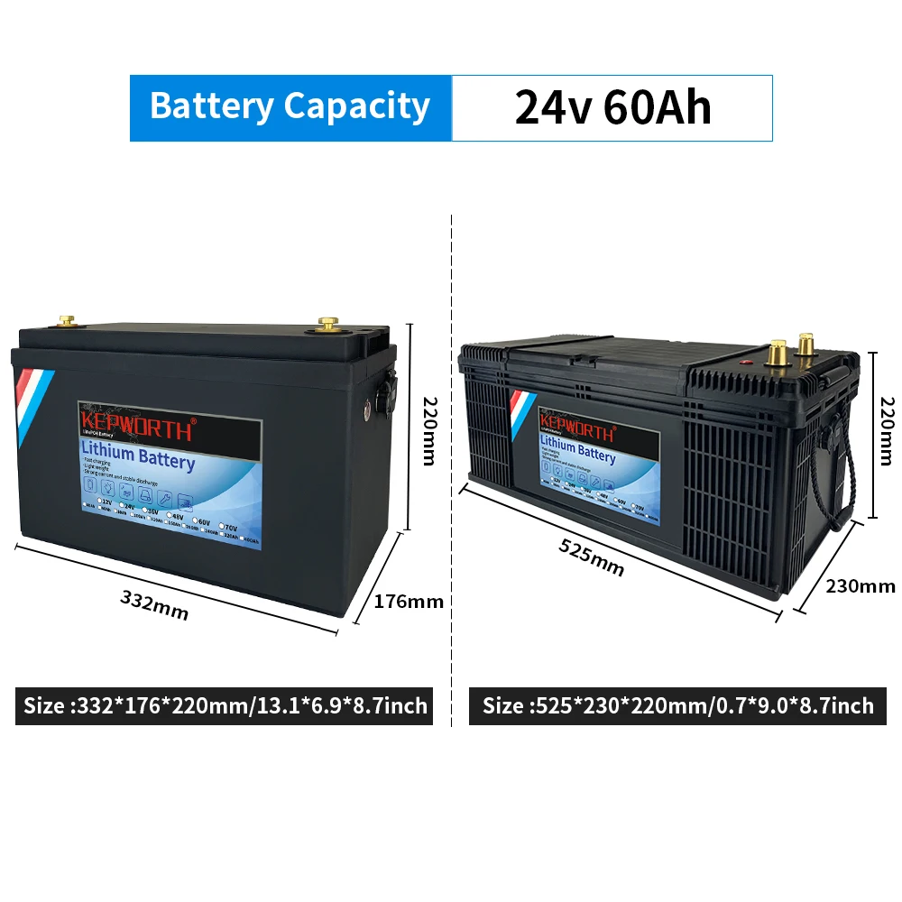 12 V 24 V KEPWORTH LiFePO4 Lithium-Eisenphosphat-Batterie mit BMS 50 100 120 135 300 Ah für Golfwagen EV RV Solarenergiespeicher – Detail 14