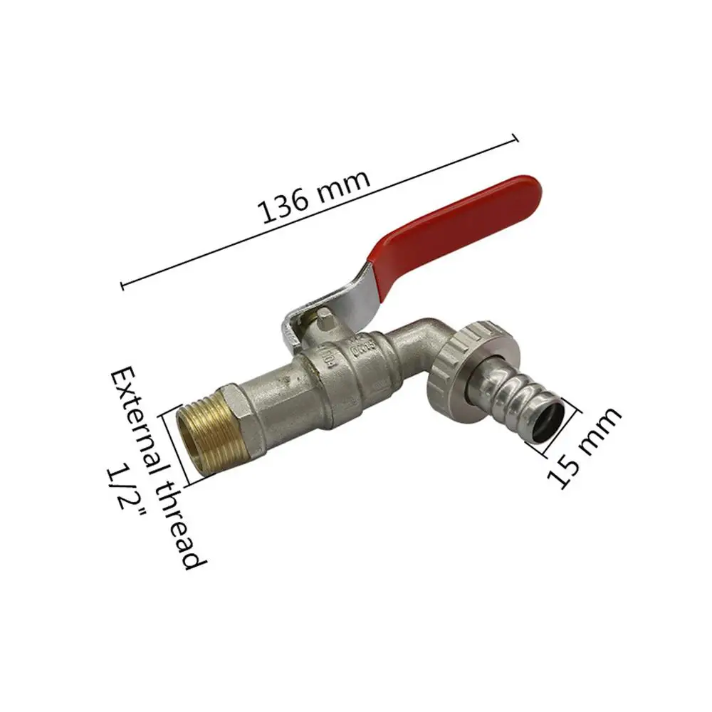 G1/2 Male Thread to 15mm Pipe Interface Shut Off Ball Valve Air Water Oil Gas Flow Control Plumbing Fittings Pipe Switch