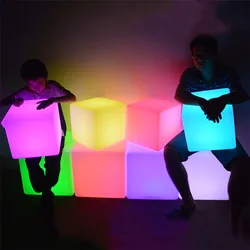 10CM/15CM/20CM RGB LED Cube Light Outdoor Waterproof Cube Seat Chair Light 16 Colors Bar KTV Glowing Stool Light With Remote